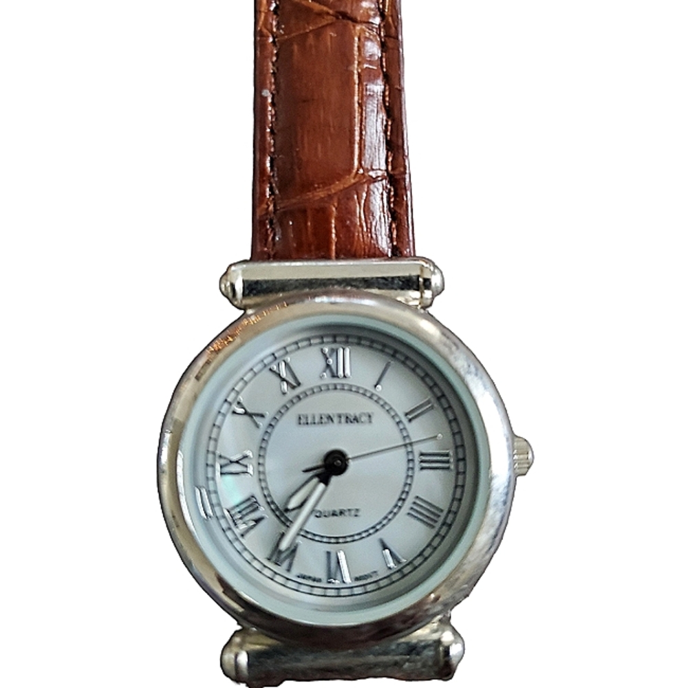 Ellen Tracy Brown Leather Watch